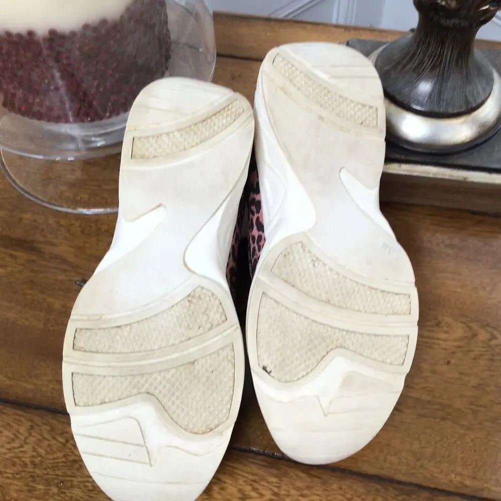 Steve Madden White Shirli Animal Print Vegan Sneakers Sz 7M
